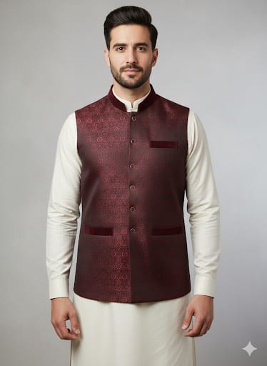 Maroon Velvet Waist coat