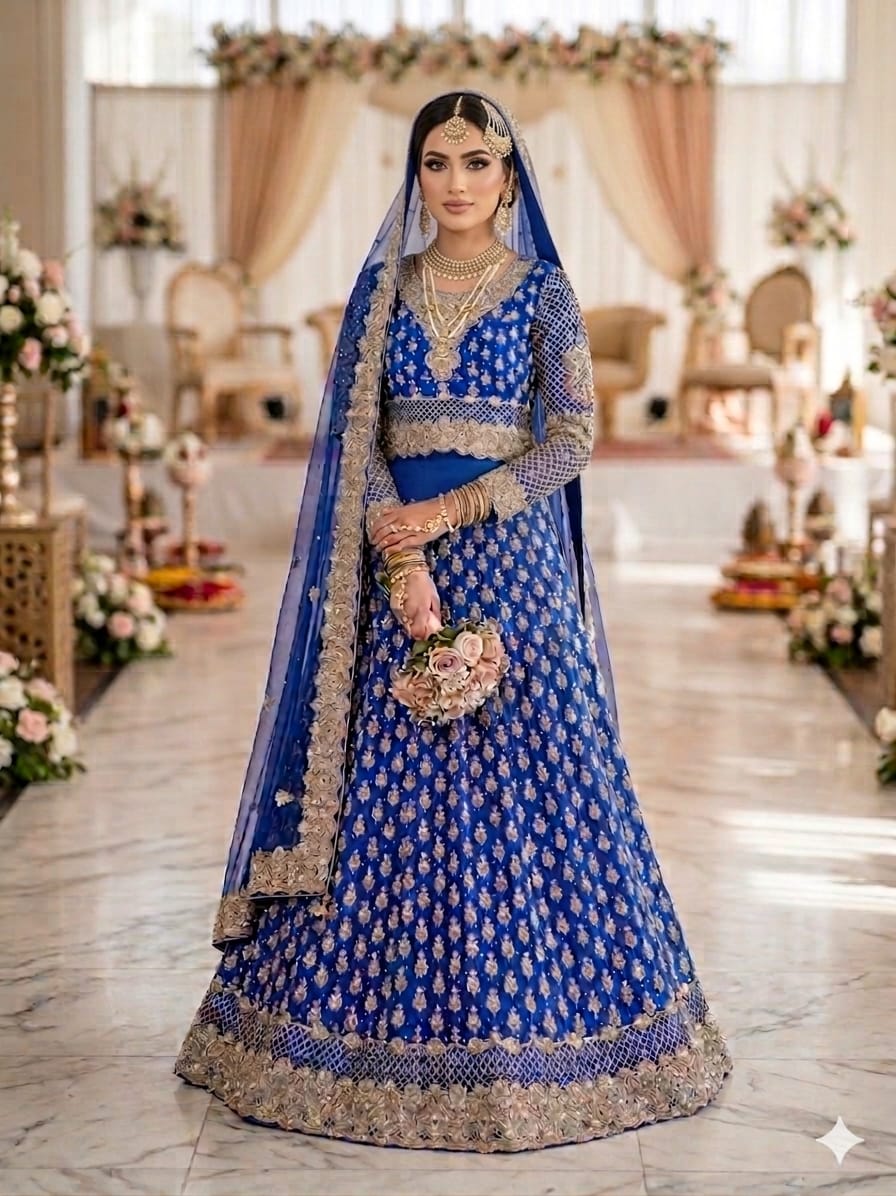 Blue Elegant Bridal Lehnga