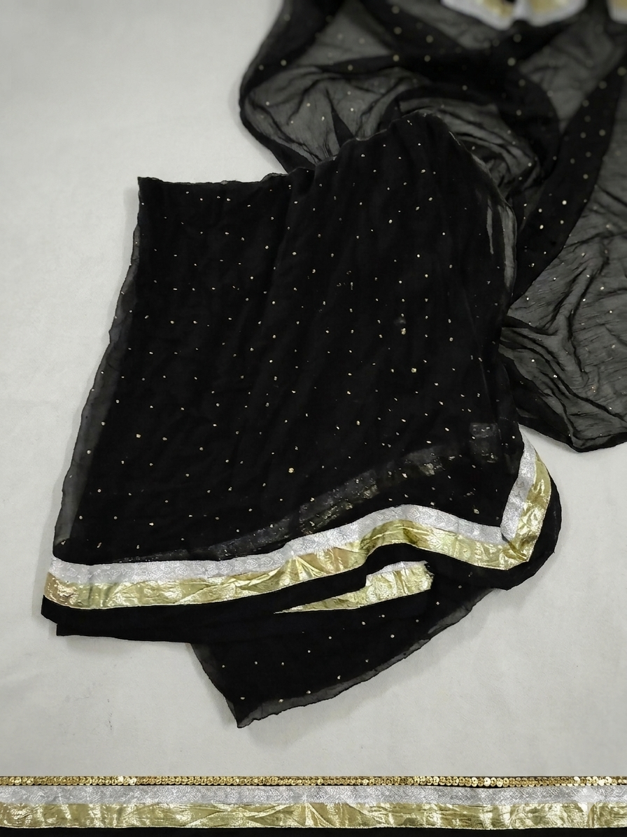 Pure Indian Shafoon Glitter Duppata