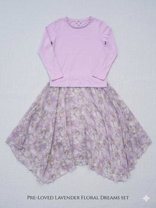 Girls' Floral Chiffon & Lavender Tee Ensemble 7 to 10 y