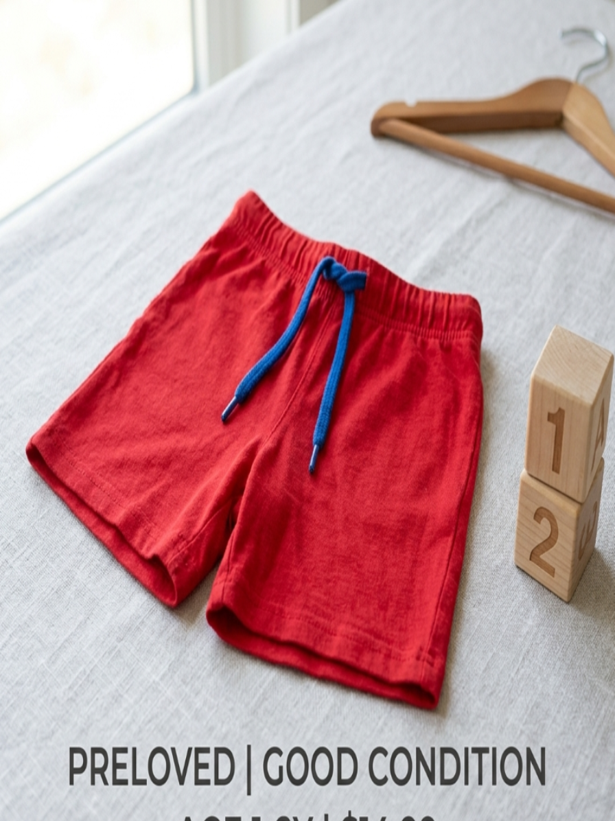Red Jersi Short 1 to 2 Year Kid